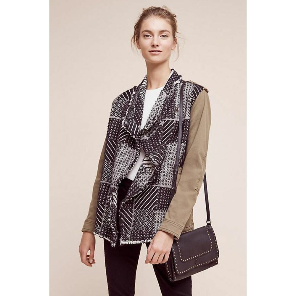 Anthropologie Hei Hei Green Fringed Fieldwork Anorak Coat Jacket Sweater Size S